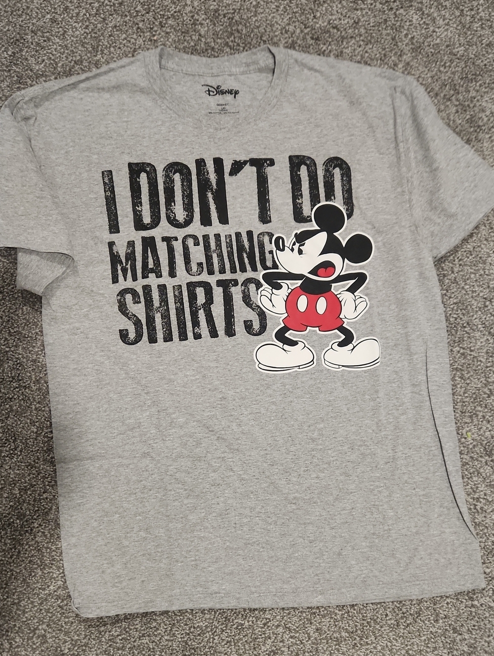 Disney Grey Tee with Mickey Mouse and Bold Text NWIT